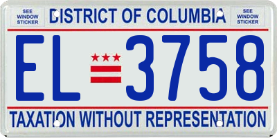 DC license plate EL3758