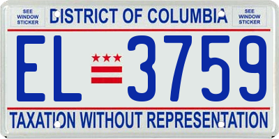 DC license plate EL3759