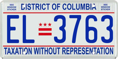 DC license plate EL3763