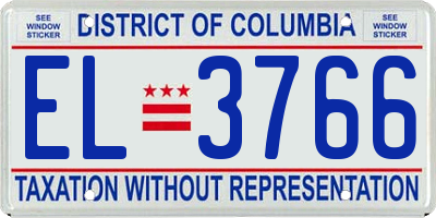 DC license plate EL3766