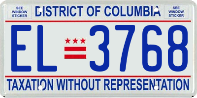 DC license plate EL3768