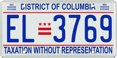 DC license plate EL3769