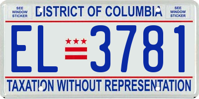 DC license plate EL3781