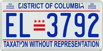 DC license plate EL3792