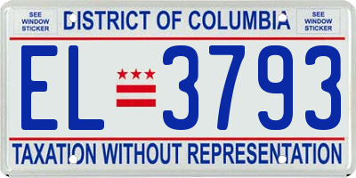 DC license plate EL3793