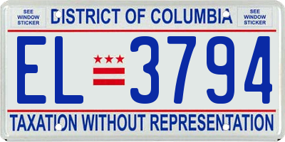 DC license plate EL3794