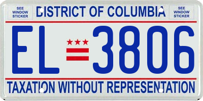 DC license plate EL3806