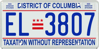 DC license plate EL3807