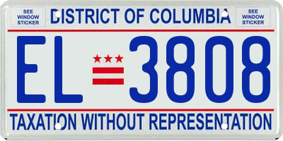 DC license plate EL3808