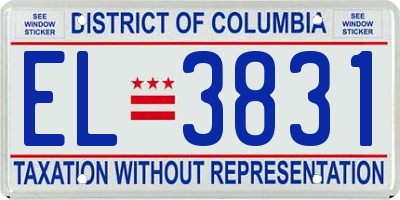 DC license plate EL3831