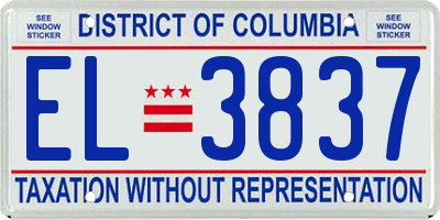 DC license plate EL3837