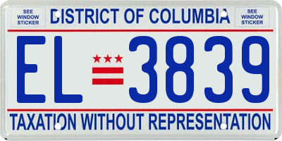 DC license plate EL3839