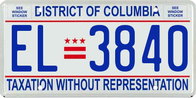 DC license plate EL3840