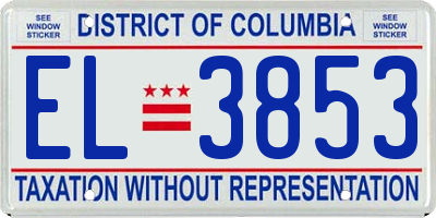 DC license plate EL3853