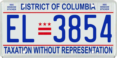 DC license plate EL3854