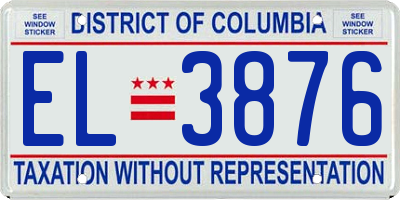 DC license plate EL3876