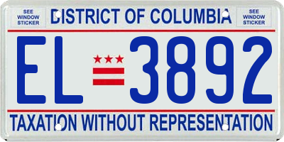 DC license plate EL3892