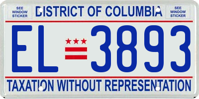 DC license plate EL3893