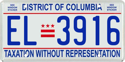 DC license plate EL3916