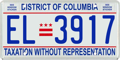 DC license plate EL3917