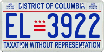 DC license plate EL3922