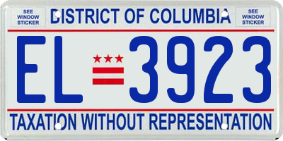 DC license plate EL3923