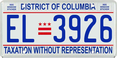 DC license plate EL3926