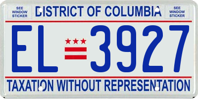 DC license plate EL3927