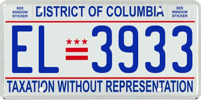 DC license plate EL3933