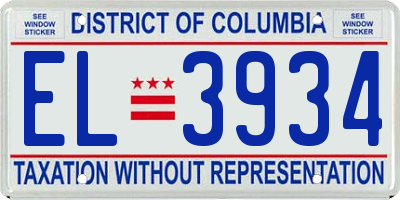 DC license plate EL3934