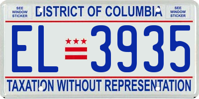 DC license plate EL3935