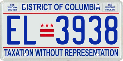 DC license plate EL3938