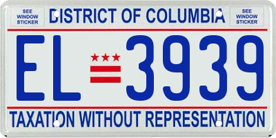 DC license plate EL3939