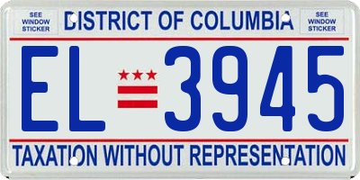 DC license plate EL3945