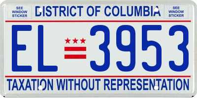 DC license plate EL3953