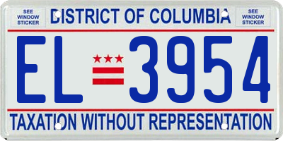 DC license plate EL3954