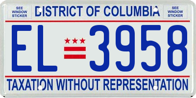 DC license plate EL3958