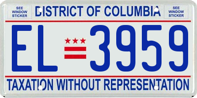 DC license plate EL3959