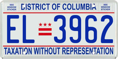 DC license plate EL3962