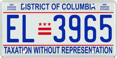 DC license plate EL3965