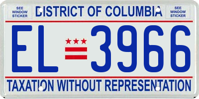 DC license plate EL3966