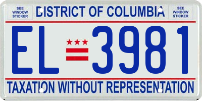 DC license plate EL3981