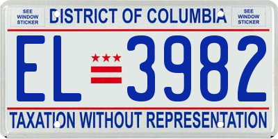 DC license plate EL3982