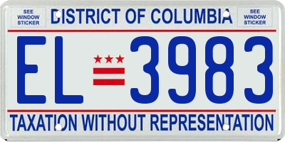 DC license plate EL3983