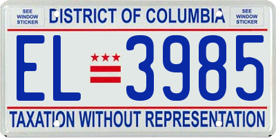 DC license plate EL3985