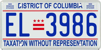 DC license plate EL3986