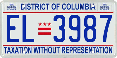 DC license plate EL3987