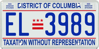 DC license plate EL3989