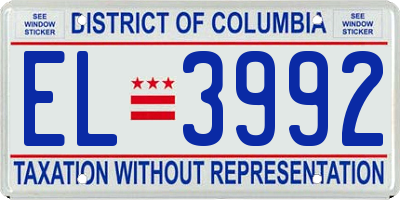 DC license plate EL3992