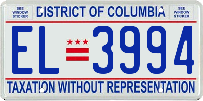 DC license plate EL3994